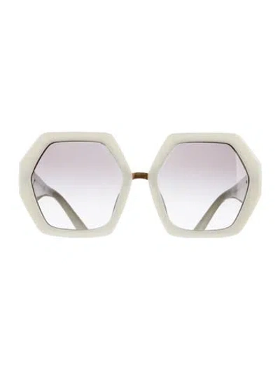 Pre-owned Valentino Oversize Gradient Sunglasses In White