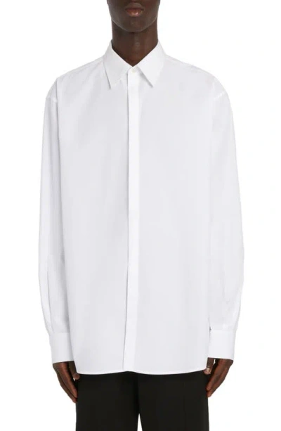 Valentino Long-sleeved Cotton-poplin Shirt In White