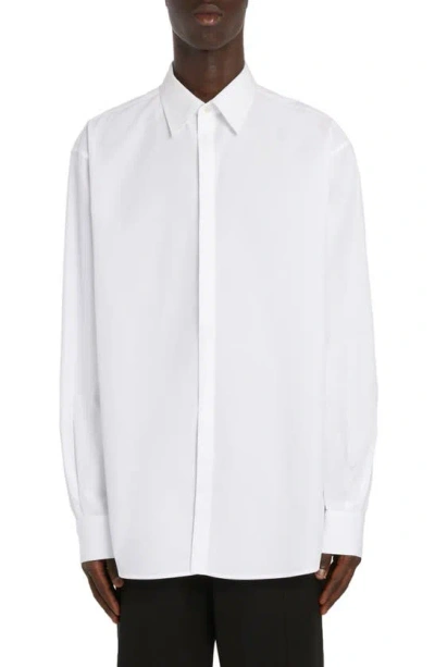 VALENTINO OVERSIZE LONG SLEEVE COTTON POPLIN BUTTON-UP SHIRT