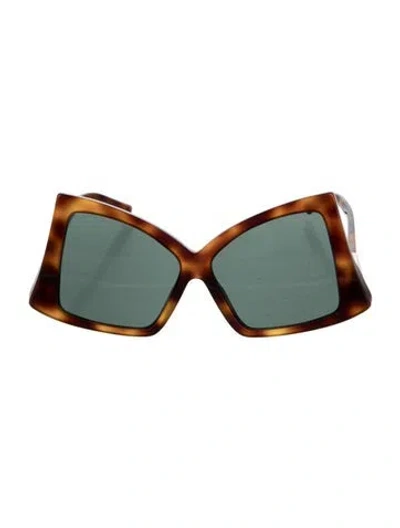 Pre-owned Valentino Oversize Tinted Sunglasses In Brown