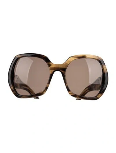Pre-owned Valentino Oversize Tinted Sunglasses In Brown