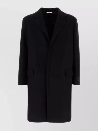 Valentino Oversize Wool Blend Coat With Structured Shoulders In Black