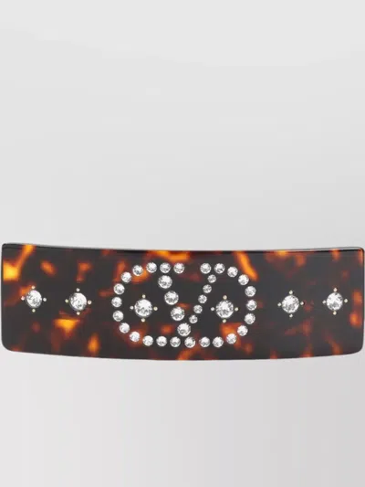 Valentino Garavani Oversized Hair Clip Crystal Embellishments In Black