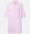 Valentino Oversized Linen Polo Shirt In Pink