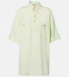 Valentino Oversized Linen Polo Shirt In Green