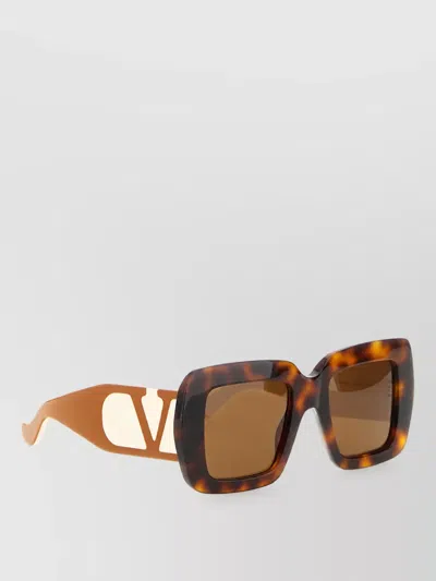 Valentino Oversized Rectangular Tortoiseshell Sunglasses
