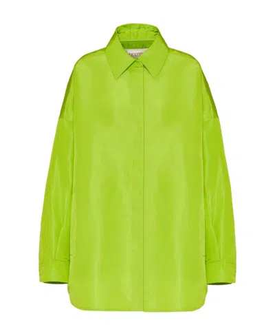 Valentino Oversized Silk Shirt In Green