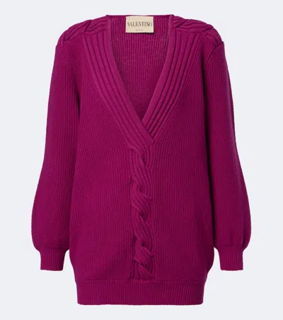 Valentino Oversized Virgin Wool Sweater In Pink