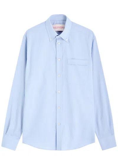 Valentino Oxford Cotton Shirt In Light Blue