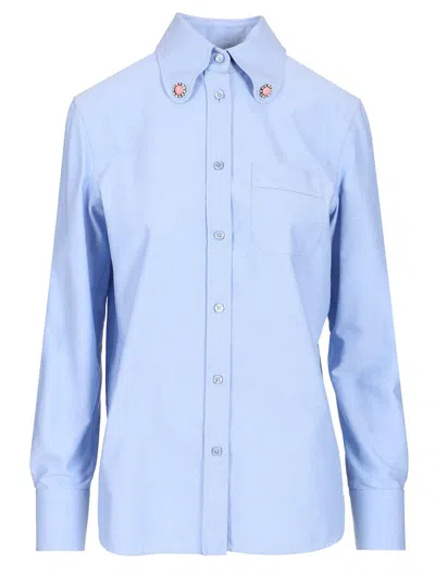 Valentino Oxford Cotton Shirt Shirts Light Blue