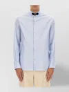 Valentino Cotton Shirt With Striped Pattern And Embroidered Motif In Blue
