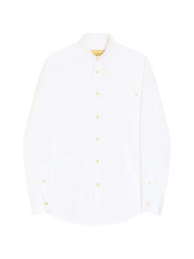 Valentino Oxford Cotton Shirt Vgold Detail In White