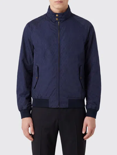 Valentino Padded Cotton Bomber Jacket With High Collar And Vlogo Signature In Blue