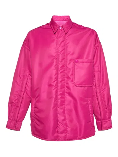 Pre-owned Valentino Padded Rockstud Shirt Jacket In Pink