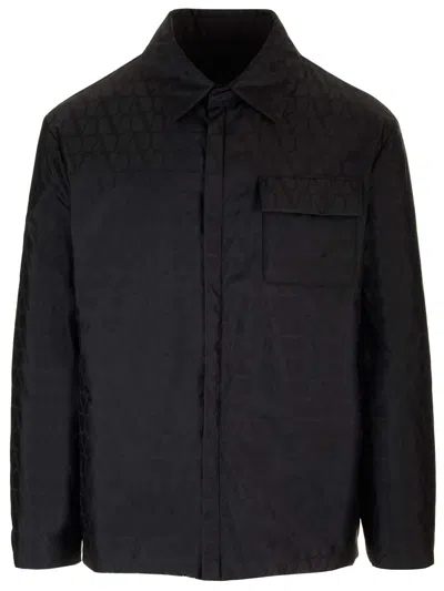 Valentino Padded Shirt-style Jacket In Mxm St. Toile Iconograph Nero/nero