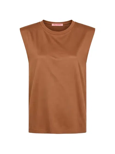 Valentino Padded-shoulder Tank Top In Brown