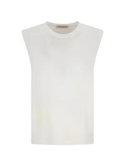 Valentino Padded-shoulder Tank Top In White