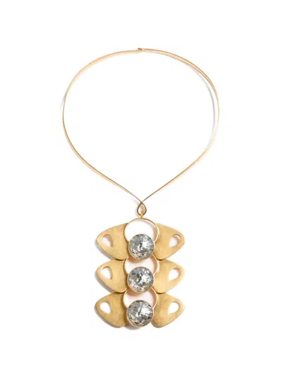 Valentino Garavani Pages Halskette Aus Metall Und Kristall In Gold