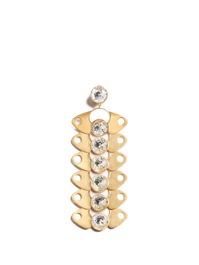 Valentino Garavani Pages Single Earring In Metal And Crystal In Gold