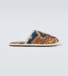 Valentino Paisley Denim Slides In Multicoloured