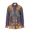 Valentino Garavani Women Paisley Linen Shirt With Medaglioni Voyage Imaginaire Pattern In Multicolour