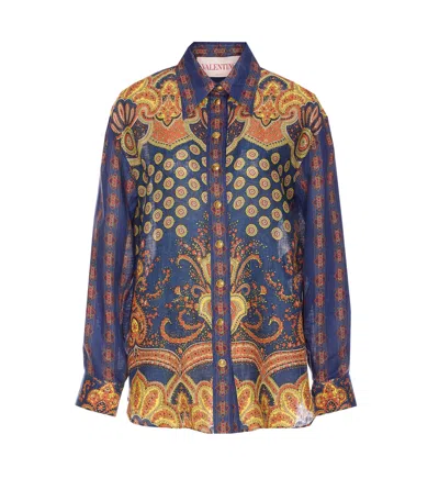 VALENTINO PAISLEY LINEN SHIRT WITH MEDAGLIONI VOYAGE IMAGINAIRE PATTERN