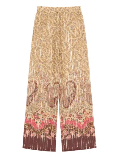 Valentino Paisley-motif Elastic-waistband Trousers In Brown