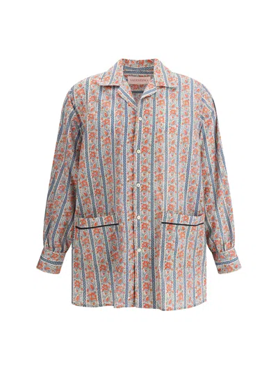 Valentino Men's Muslin Floral Voyage Sport Shirt In Gray
