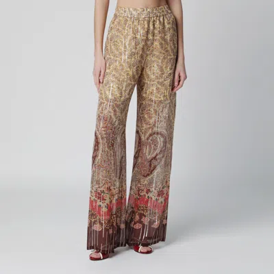 Valentino Paisley-print Georgette Trousers In Neutral