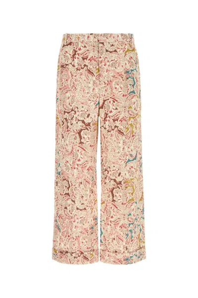Valentino High Waist Wide Leg Paisley Trousers In Pink