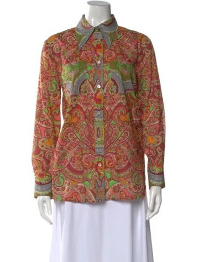 Pre-owned Valentino Paisley Print Long Sleeve Button-up Top In Multicolor