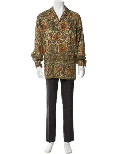 Pre-owned Valentino Paisley Print Long Sleeve Shirt In Green