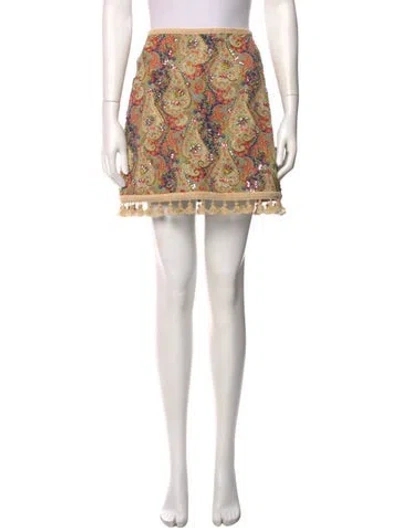 Pre-owned Valentino Paisley Print Mini Skirt In Pink