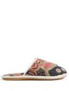 Valentino Paisley-print Slides In Grey