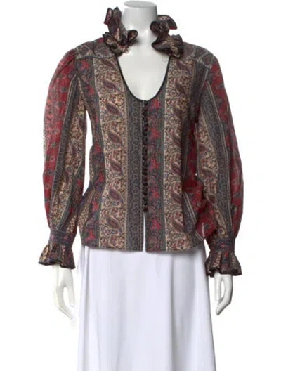Pre-owned Valentino Paisley Print V-neck Blouse In Multi