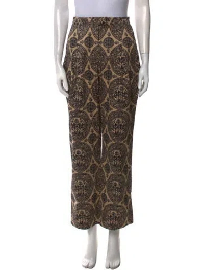 Pre-owned Valentino Paisley Print Wide Leg Pants In Neutral
