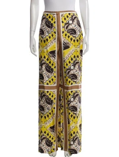 Pre-owned Valentino Paisley Print Wide Leg Pants In Yellow