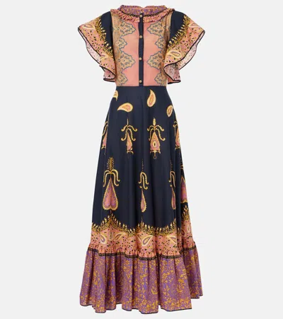 VALENTINO PAISLEY RUFFLED COTTON MUSLIN MAXI DRESS