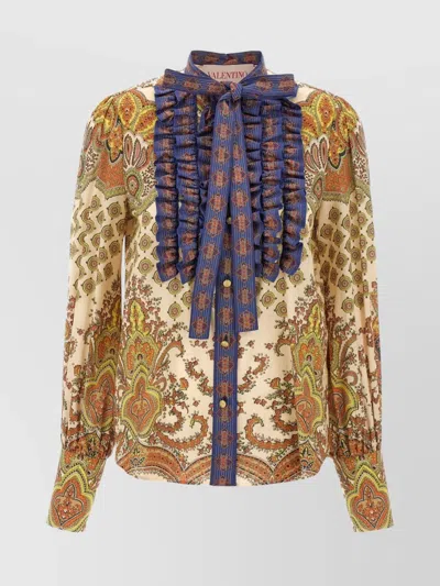 VALENTINO 'PAISLEY RUFFLED HIGH COLLAR SHIRT'