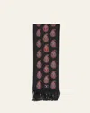 Valentino Paisley Twill Fringe Scarf In Brown