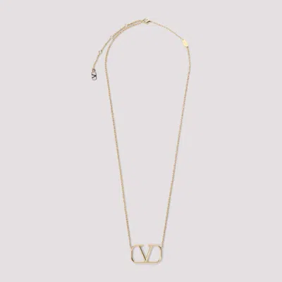 Valentino Garavani Pale Gold Logo Pendant Necklace