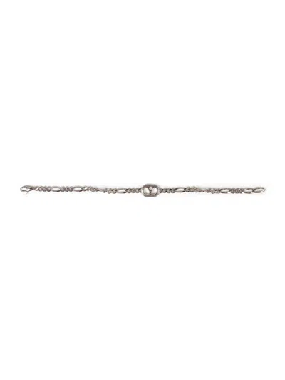 Valentino Garavani Palladium Metal Ovalette Bracelet In Silver