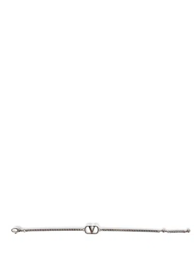 Valentino Garavani Palladium  Vlogo Signature Bracelet In Silver