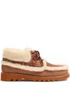 Valentino Palm Avenue Ankle Boot In Crust Leather And Wool In Brown