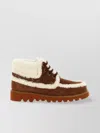Valentino Palm Avenue Shearling-trimmed Suede Ankle Boots In Multi