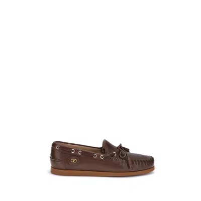 Valentino Garavani Brown Leather Palm Avenue Loafers
