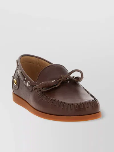 Valentino Garavani Brown Leather Palm Avenue Loafers