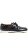 Valentino Leather Palm Avenue Boat Shoes In Black