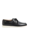 Valentino Leather Palm Avenue Boat Shoes In Black