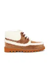 Valentino Palm Avenue Shearling-trimmed Suede Ankle Boots In Brown